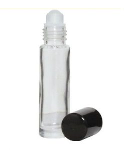 10ml clear rollerball bottle with black lid
